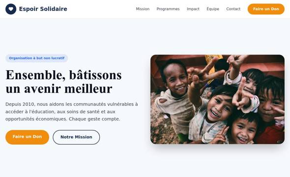 Espoir Solidaire – ONG Humanitaire & Collecte de Dons